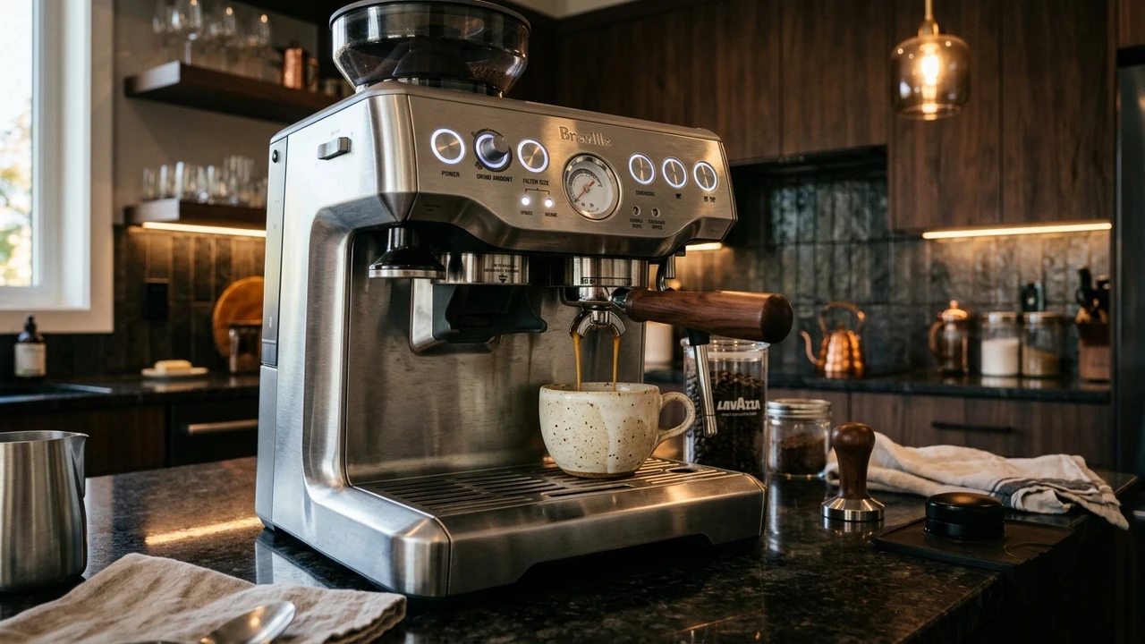 Breville espresso machine in executive pantry